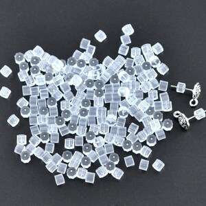100pc Clear Rubber Earring Stopper 3x3mm Earring Finding, Ear Stop Jewelry Finding, Jewelry Making Supplies, DIY, Shipped from USA E17 image 3