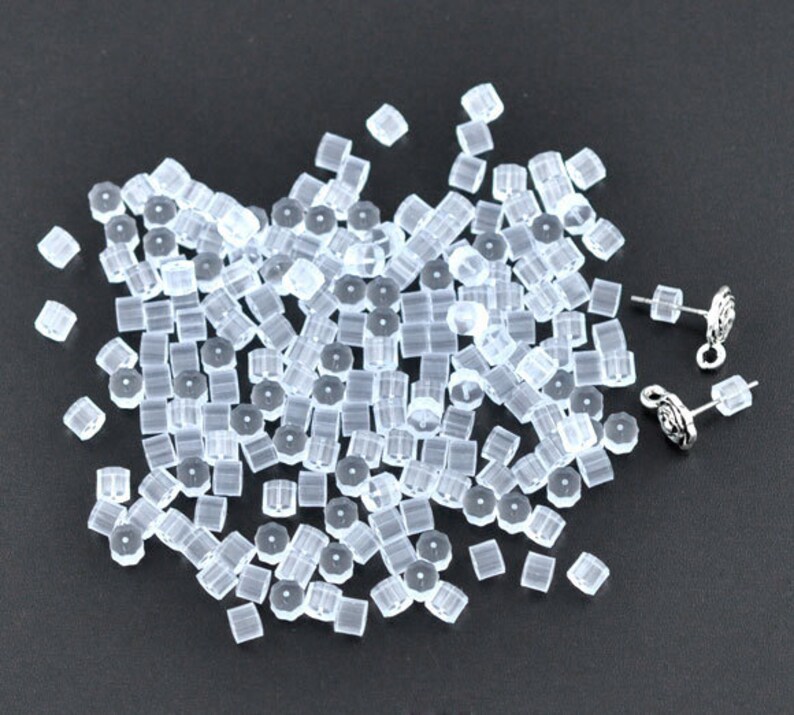 100pc Clear Rubber Earring Stopper 3x3mm Earring Finding, Ear Stop Jewelry Finding, Jewelry Making Supplies, DIY, Shipped from USA E17 image 3