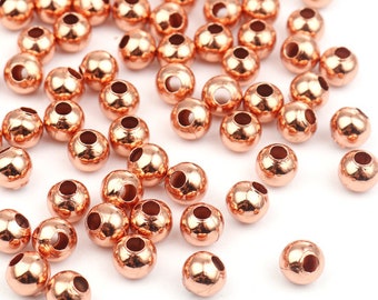 30pc Rose Gold Plated Round Spacer Bead - 5mm - Bracelet Bead, Dainty Bead, Jewelry Finding, Beading, DIY, Ships from USA - B43