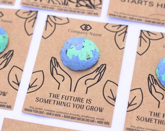 Handmade Earth Seed Bomb Promotional Items - Eco-Friendly Plantable Company Logo Gifts - Earth Day Swag Bags - Pollinator Week Event Favors