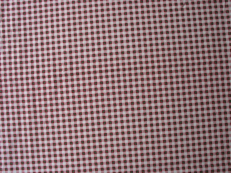 Christmas Cotton Quilt Fabric Red Check Gingham with Green Holly Leaves Holiday Fabric 2 Yards HCF0236 image 4