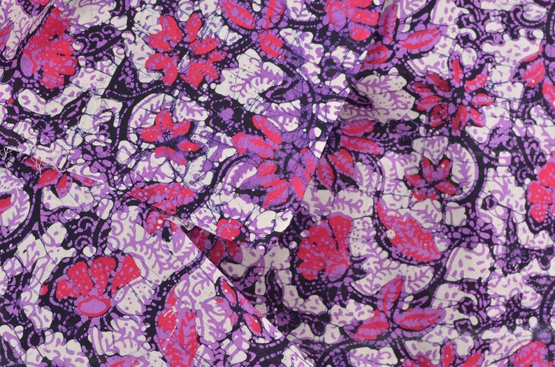 Cotton Batik Fabric by the Yard Purple Fabric Purple Batik | Etsy