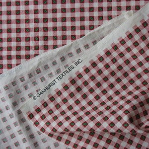 Christmas Cotton Quilt Fabric Red Check Gingham with Green Holly Leaves Holiday Fabric 2 Yards HCF0236 image 2