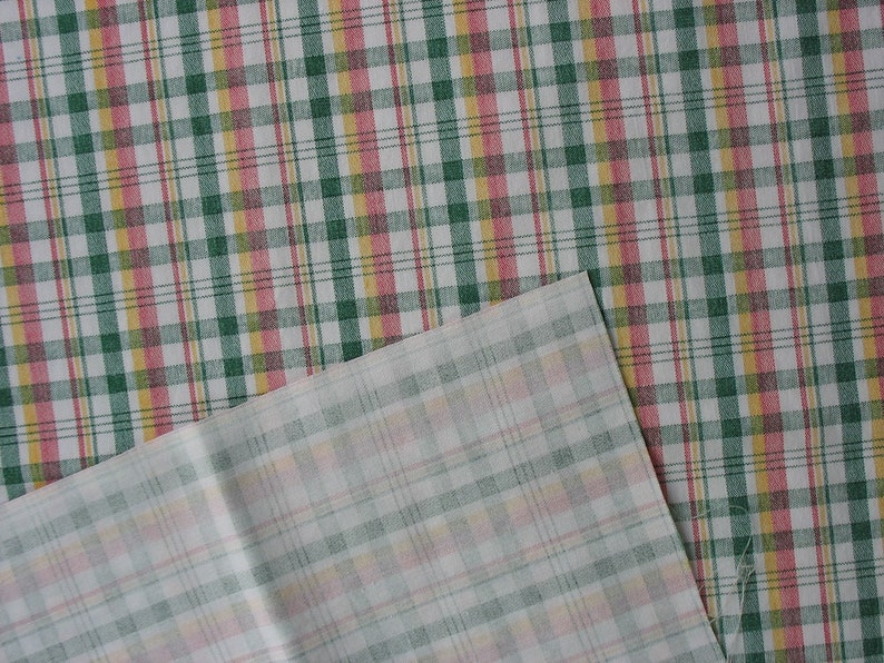 Cotton Quilt Fabric Plaid Fabric Plaid Print Fabric Green Red Yellow Plaid 1 3/8 Yard CFL0957 image 2