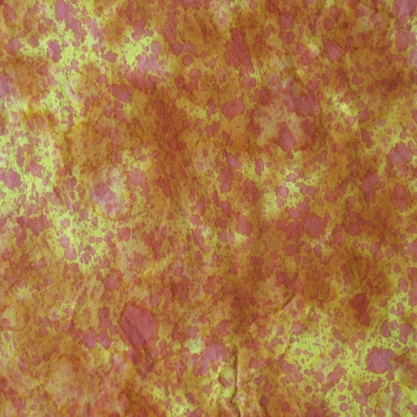 Batik Fabric, Cotton Quilting Fabric, Paint Spatter Mottled Orange Yellow - 1  1/8 Yard - CFL0461