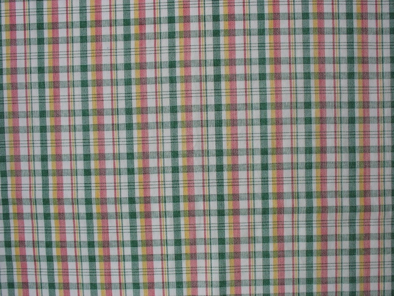 Cotton Quilt Fabric Plaid Fabric Plaid Print Fabric Green Red Yellow Plaid 1 3/8 Yard CFL0957 image 1