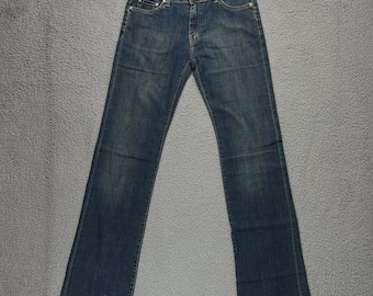 Lacoste Jeans Women 6 Dark Stone Blue Low Rise Bootcut Embroidered Vintage NWT