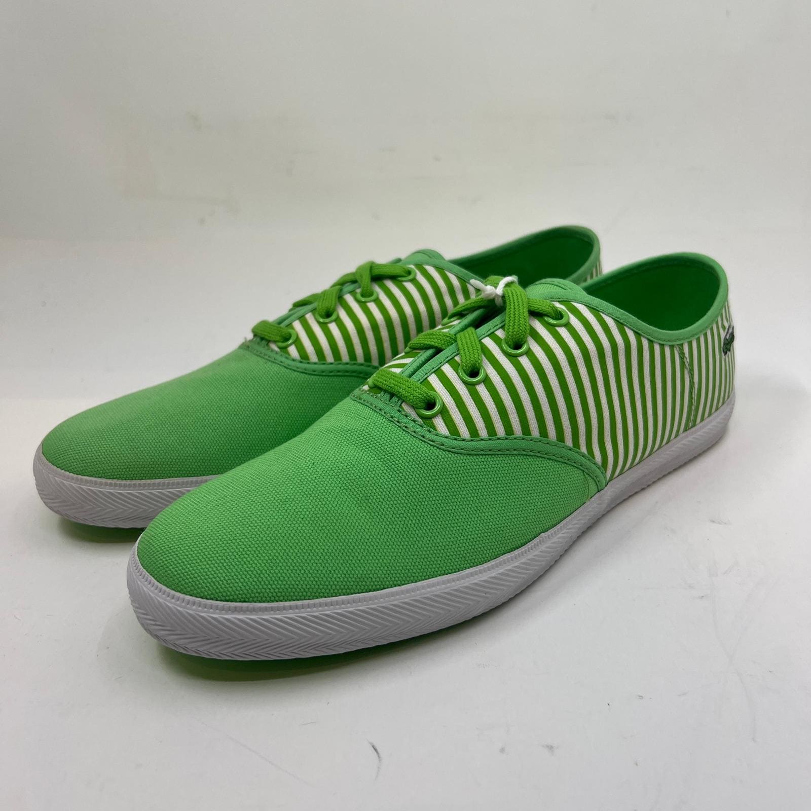 Lacoste, Lacoste Gambetta Sneakers Women 8.5 Green White Striped Canvas Low Top Vintage