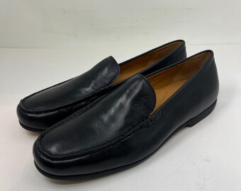 Polo Ralph Lauren Allon Loafers Mens 10.5D Black Tumbled Leather Slip On Shoes