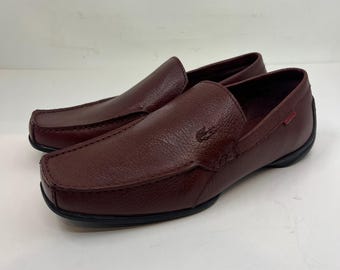 Lacoste Argon Lexi 3 Driving Loafers Mens 9 Burgundy Leather Slip On Shoes
