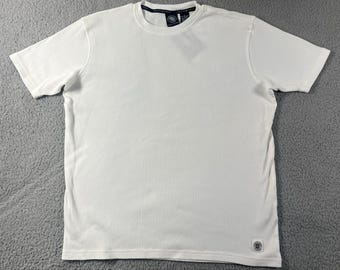 DKNY Jeans T-Shirt Men's Small White Ribbed Cotton Crew Neck Short Sleeve VTG