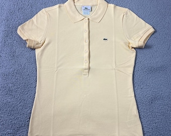 Lacoste Polo Shirt Women M (EU/8) Yellow Pique Stretch Short Sleeve Button Up