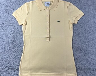 Lacoste Polo Shirt Women S (EU/2) Yellow Pique Stretch Short Sleeve Button Up