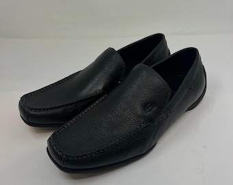 Lacoste Argon Lexi 2 Mens 10.5 Black Leather Slip On Loafer Driving Shoes
