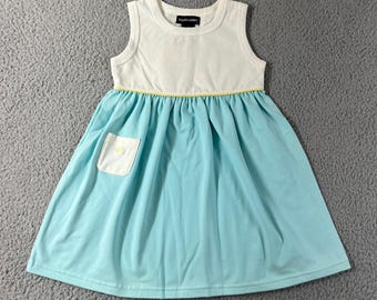 Ralph Lauren Dress Girls 4T Blue White Palm Beach Sleeveless Logo Pocket VTG NWT