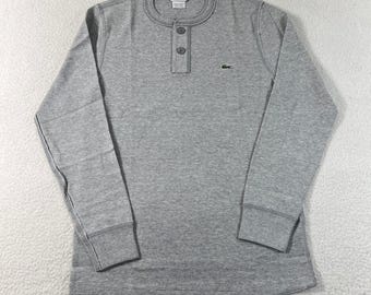 Lacoste Henley Shirt Men's US Size S (EU/XS) Grey Waffle Knit Long Sleeve