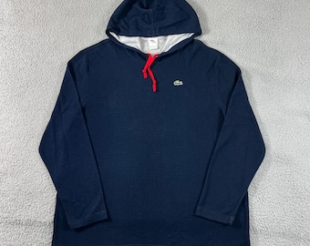Lacoste Sport Hoodie Men's US 3XL (EU/2XL) Navy Blue Cotton Blend Long Sleeve