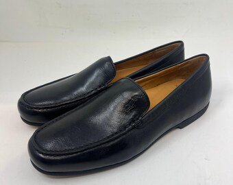 Polo Ralph Lauren Allon Loafers Mens 9.5D Black Tumbled Leather Slip On Shoes