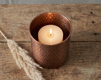 Hammered Copper Candle Holder, Handcrafted Copper Candle holder