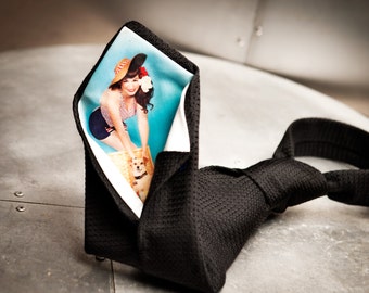 Custom PeekaBoo Tie with YOUR picture hidden inside.  cotton Anniversary, second anniversary, boudoir photo gift, new dad gift