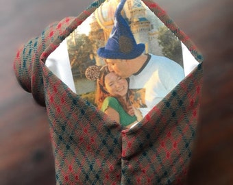 Custom PeekaBoo Tie with YOUR picture hidden inside, Cotton 2nd Anniversary gift, Photo inside Tie, Boudoir gift, new dad gift