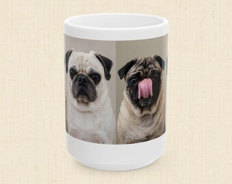 Roly & Mabel Study No. 1 | Ceramic Mug 15oz | Composure-Chaos | Pug Portrait | Lo-Fi Art Coffee Mug