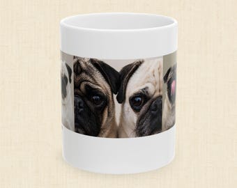 Roly & Mabel Study No. 1 - Gallery Edition Mug 11oz | Museum Caption | Pug Portrait Triptych | Collector Art Mug