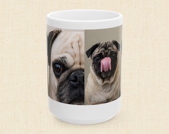 Roly & Mabel Study No. 1 | Ceramic Mug 15oz | Inspection-Chaos | Pug Portrait | Lo-Fi Art Coffee Mug