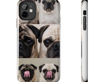 Grumble Lo-Fi Pug Phone Case | Tough Case | Roly & Mabel Pug Portrait | Funny Pug Gift | Lo-Fi Study Vibes