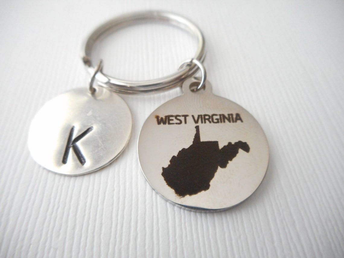 West Virginia Initial Keychain/ West Virginia gift State of Etsy
