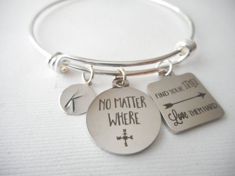 customize Birthday gift Find your tribe Love them hard -initial Bracelet long Distance gifts No matter where for her friendship gift