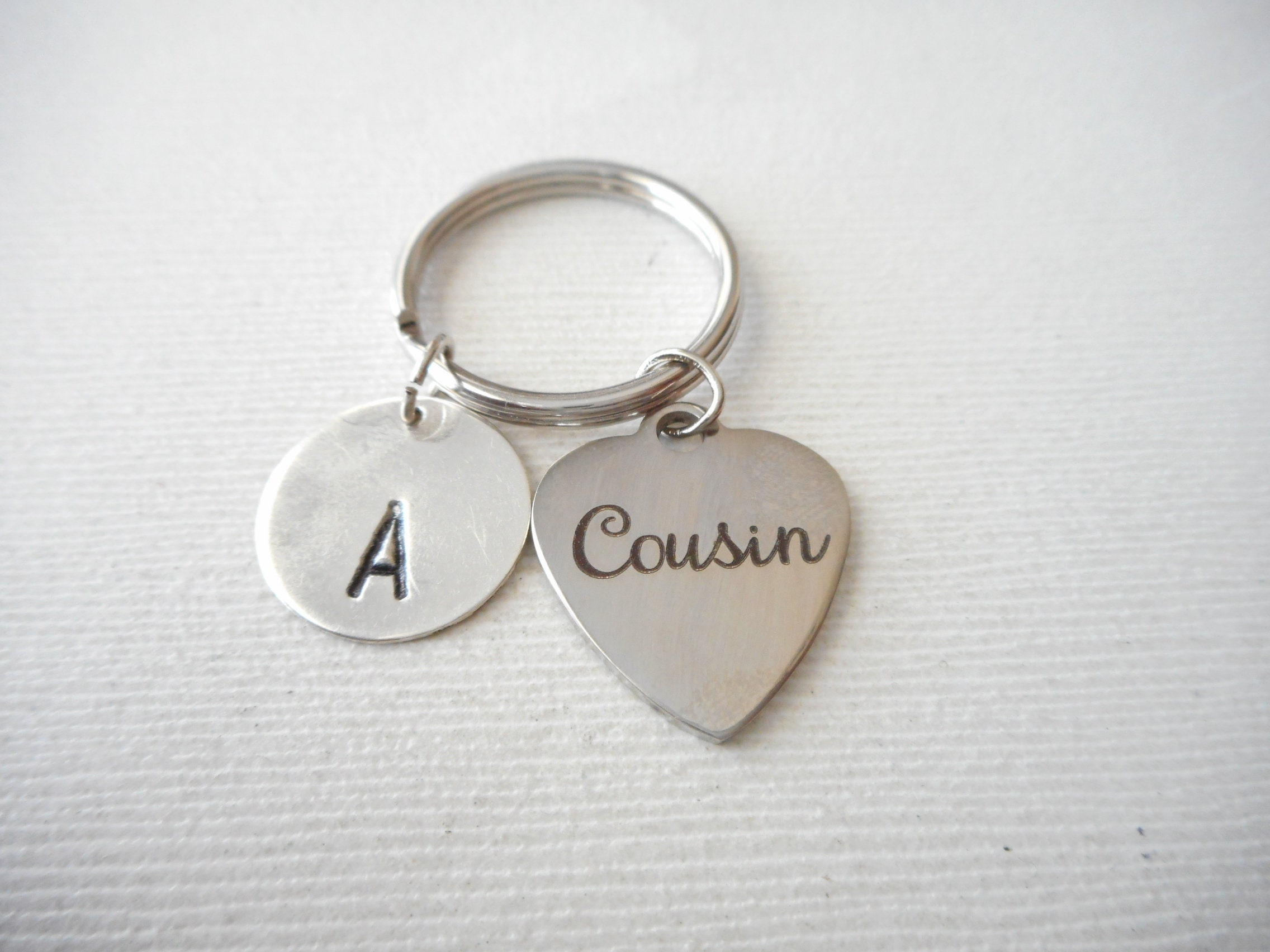 Cousin Initial Keychain/ For Her for Him Personalized Etsy