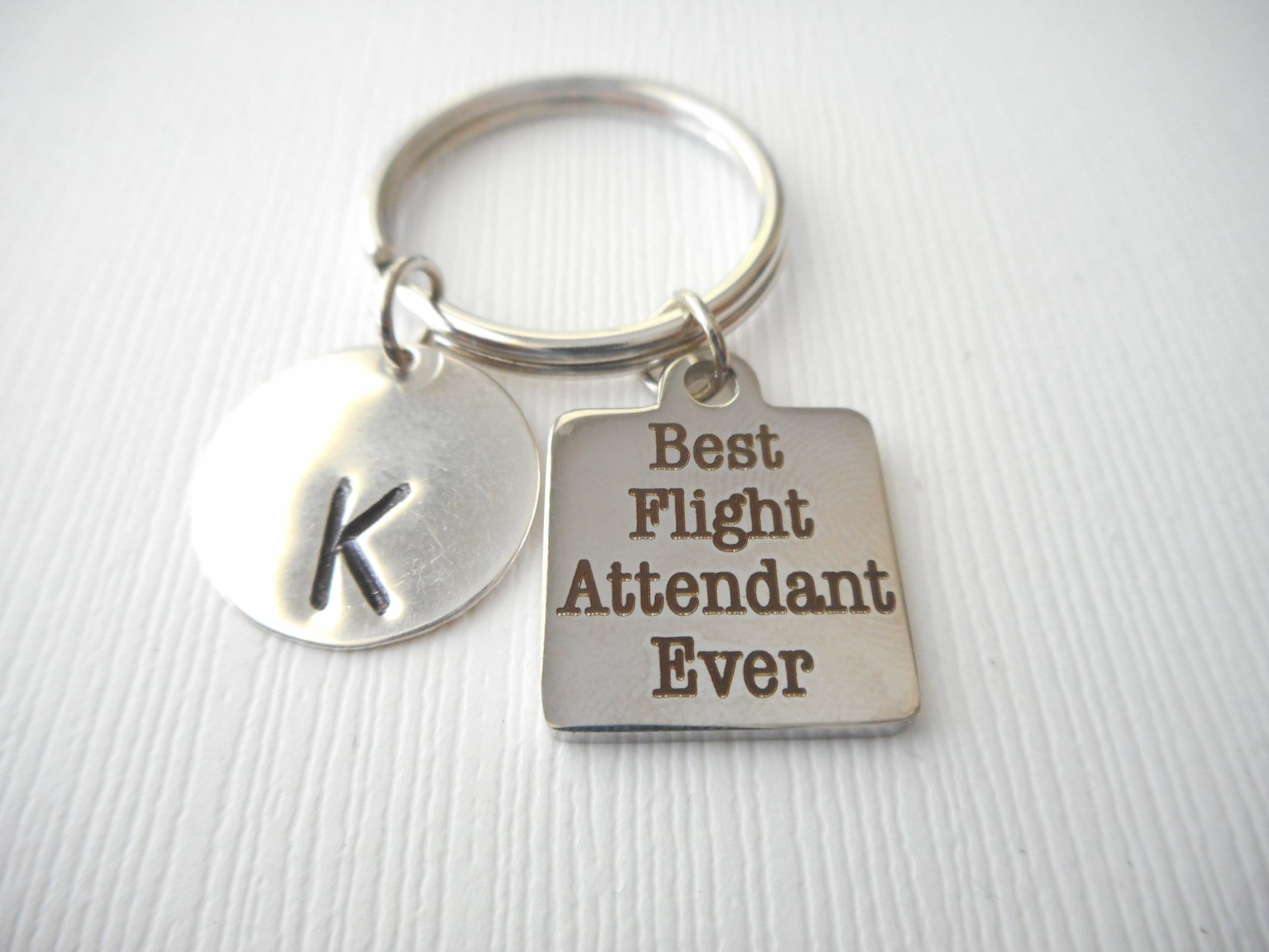 Best Flight Attendant Ever Initial Keychain/ Christmas gift Etsy