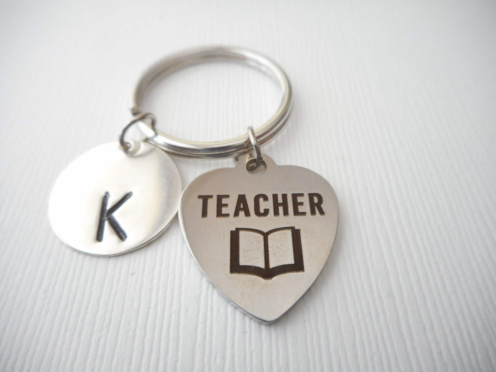 Teacher Initial Keychain/ book Kindergarten Teacher Etsy