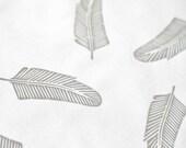 Quill in Pale Grey : organic cotton handprinted fabric panel