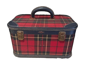 Large Vintage Hard Shell Blue Lady Baltimore Suitcase/ Movie Stage