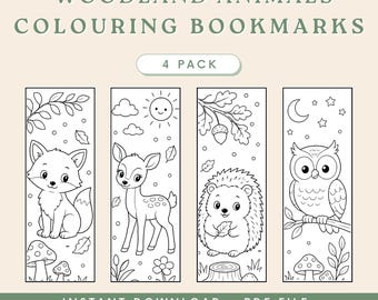 Woodland Animal Coloring Bookmarks Printable PDF Fun Activity Reading for Kids Nature Learning Screen Free Worksheet Teacher Resource Travel