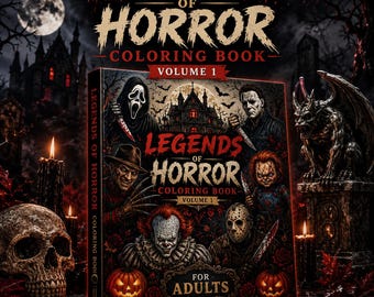 Horror Coloring Book for Adults, Printable Halloween Coloring Pages, Slasher Coloring Book PDF, Spooky Gothic Digital Download