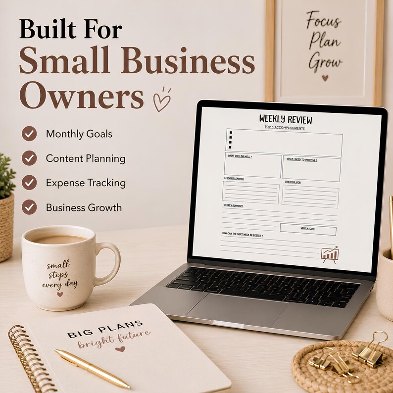 Etsy sales tracker and revenue planner helping small business owners monitor income, profits, orders, and monthly business growth.