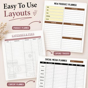 Content planner and marketing calendar for Etsy shop owners to schedule social media posts, promotions, launches, and business goals.