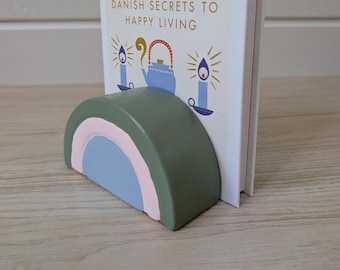 Painted Concrete Rainbow Bookend, Nursery Rainbow Shelf Decor
