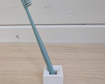 Mini Concrete Toothbrush Holder, Minimalist Bathroom Decor, Stone Texture
