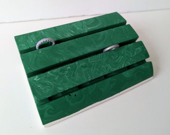 Green Marbled Ring Dish, Modern Jewelry Organizer Tray