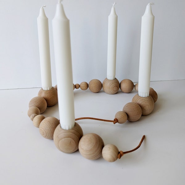 Wooden Beaded Candle Holder Etsy