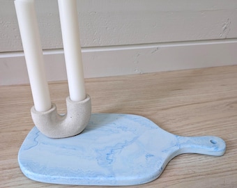 Blue Marbled Tray, Decorative Candle Tray