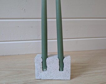 Modern Concrete Taper Candlestick Holder, Minimalist Exposed Edge Home Decor