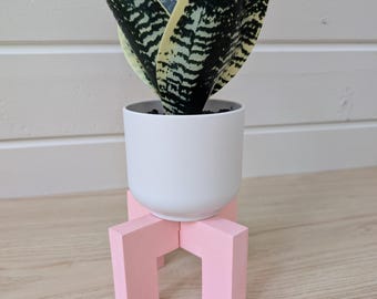Pink Acrylic Resin Plant Stand, Pastel Pedestal Riser (5"x3")