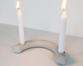 Crescent Mini Taper Holder, Minimalist Concrete Mini Candleholder