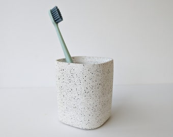 Modern Concrete Toothbrush Holder, Minimalist Bathroom Decor, Waterproof Electric Toothbrush Stand