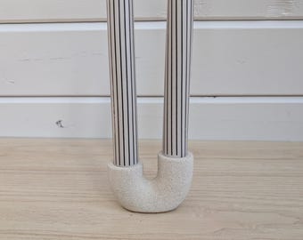 U-Shaped Concrete Taper Candle Holder, Minimalist Modern Curved Design